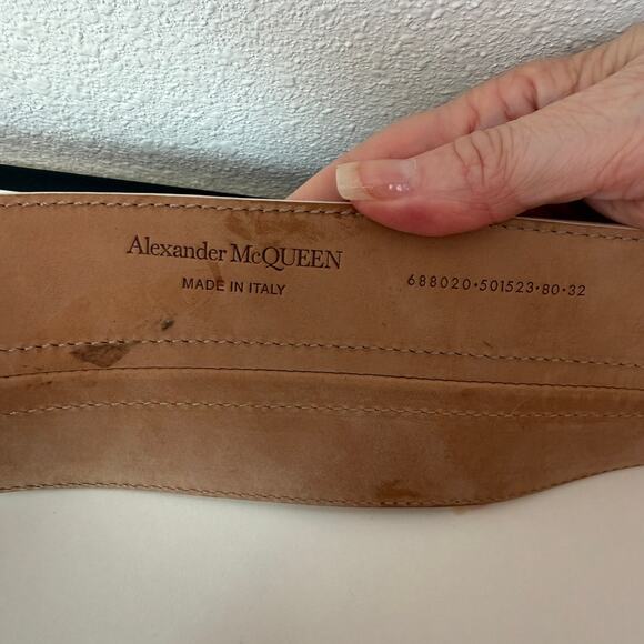 Alexander McQueen Ivory Calf Leather Wide Hook Waist Belt main image 9